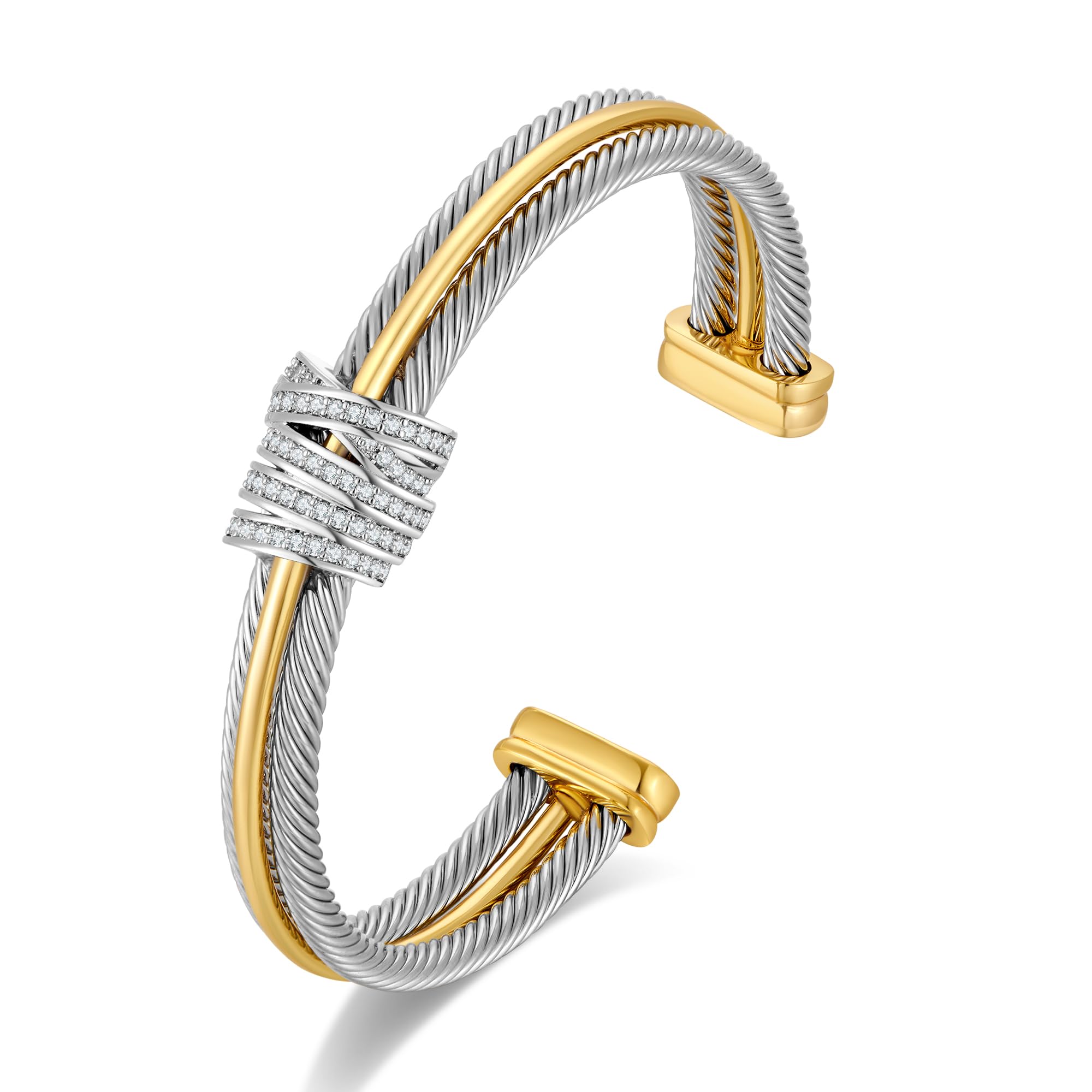LILIE&WHITE Gold Bracelets For women With Cubic Zircon Chic Gold Bangle