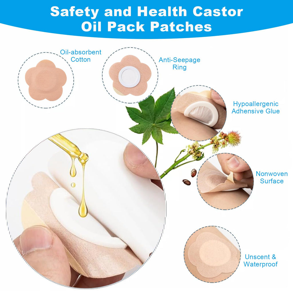 100PCS Castor Oil Patches, FDA/MDR Certified Carrier Patches for Castor Oil | Medical-Grade Self-Adhesive Pads | Belly Button Patch for Caster Oil, Portable Breathable Anti Leakage Anti-Slip No Wash