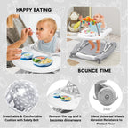 RefoereBabe Baby Walker with Wheels, 5 in 1 Baby Walkers for Boys Girls 6-12 Months, Foldable Walker Baby with Bouncer & Feeding Tray, Music, Adjustable Heights