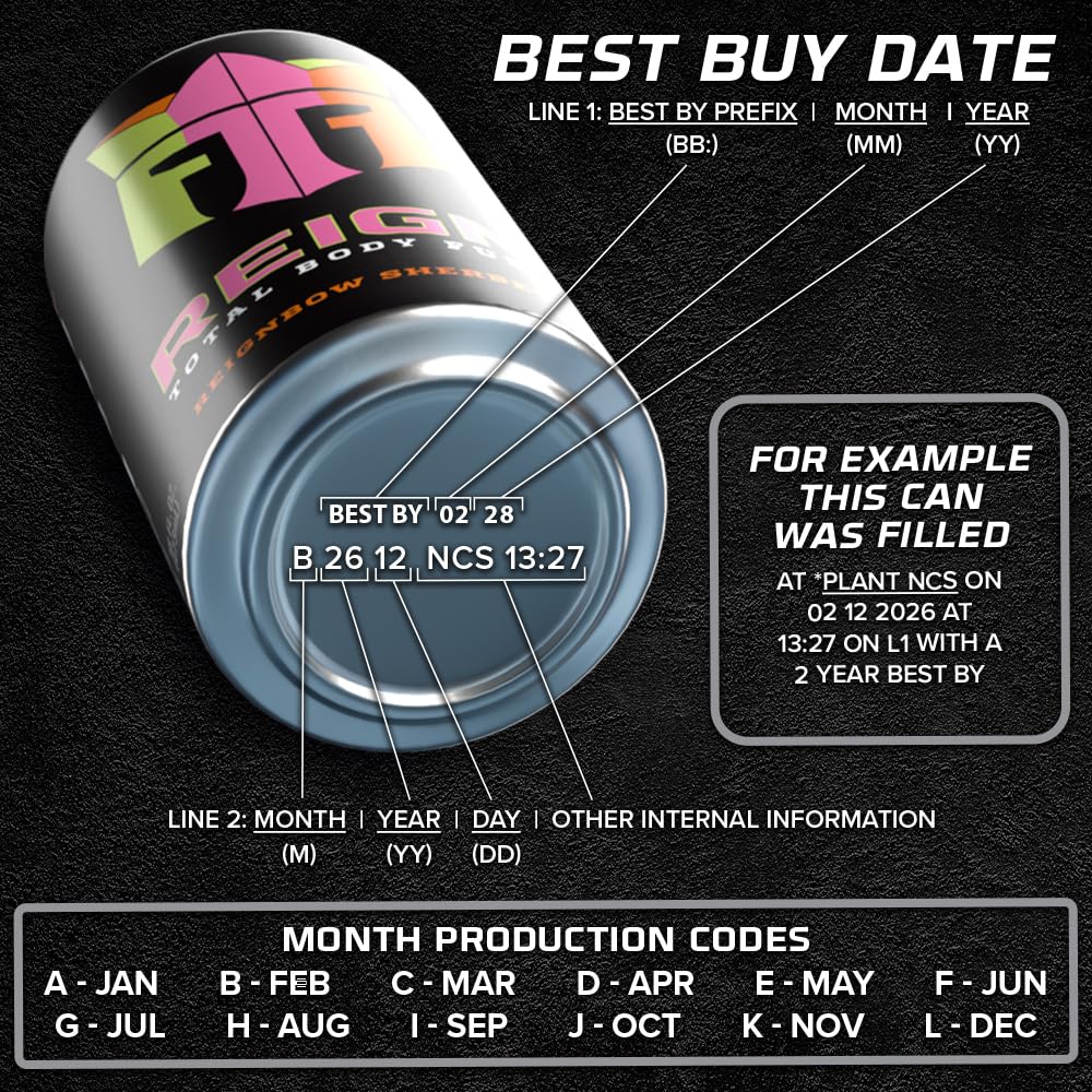 REIGN Total Body Fuel, Reignbow Sherbet, Fitness & Performance Drink, 16 Fl Oz (Pack of 12)