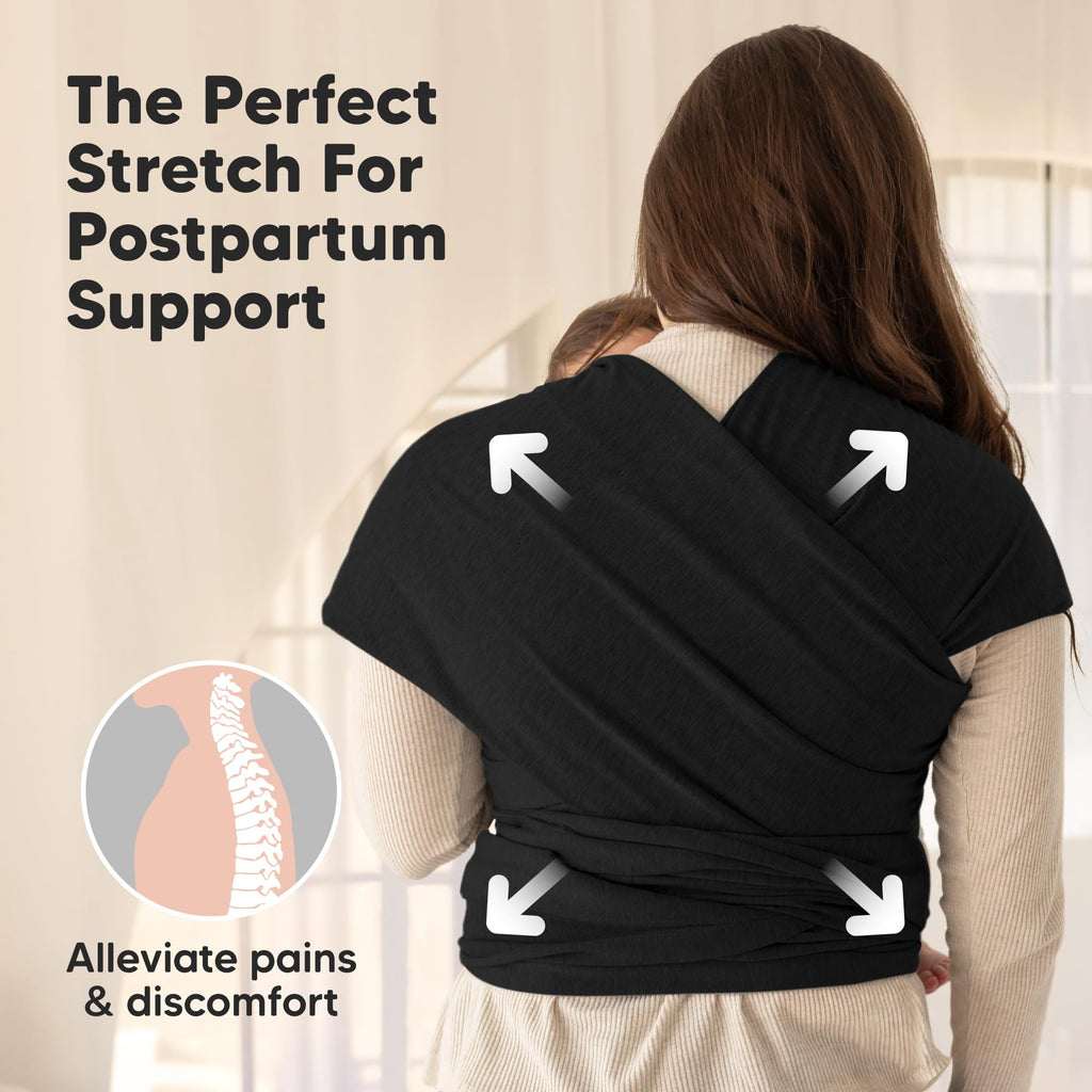 KeaBabies Baby Wrap Carrier, All in 1 Original Baby Carrier, Trendy Black