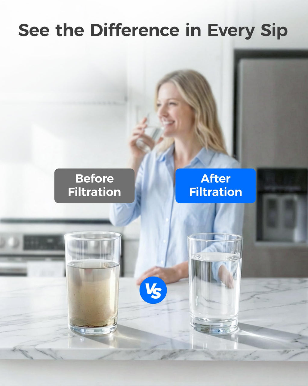 Waterdrop XWFE® Water Filter, Replacement for GE® XWFE®, Built-in Chip