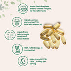 Micro Ingredients Supreme Omega-3 Fish Oil w/Ultra High EPA & DHA, Burpless Softgels | rTG Omega-3 with Vitamin D3 | Wild-Caught Cold Deep-Sea Water | Lemon Flavor, Easy to Swallow, 120ct