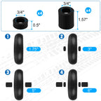 4.00-6 Flat Free Wheelbarrow Tires and Wheels, 13 Inch Wheelbarrow Tires with 5/8" or 3/4" Bearings, 1.75'' Centered Hub Hand Truck Solid Wheels Replacement for Hand Trucks, Dolly Trolleies, 2 PCS