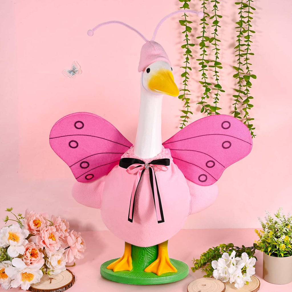 Bolsome Summer Goose Outfit Porch Goose Butterfly Outfit 23 Inch Garden Goose Butterfly Clothes with Wings Antenna Hat for Summer Holiday Outdoor Patio Yard Lawn Art Decor