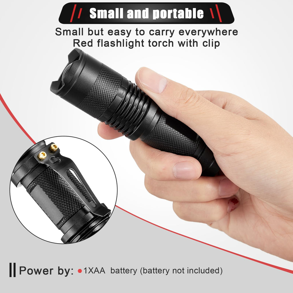 Honoson Red Light Flashlight LED Single Mode Torch 1 Mode Scalable Red Lens Filter Flashlight for Night Astronomy Aviations Observation Beach Safe(16 Pieces)
