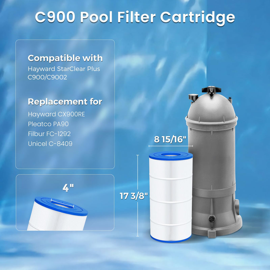 Future Way C900 Pool Filter Cartridge Replacement for Hayward C900, Replace Pleatco PA90, Hayward CX900RE, Unicel C-8409, 90 sq.ft, 2 Pack