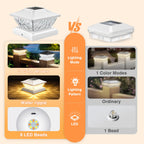 ENSLI Solar Post Cap Lights Outdoor 6 Pack, 2 Mode Bright Fence Post Solar Lights Outdoor Waterproof, Deck Fence Post Cap Light Solar Powered for 4x4 4.5x4.5 5x5 Posts in Garden Decor