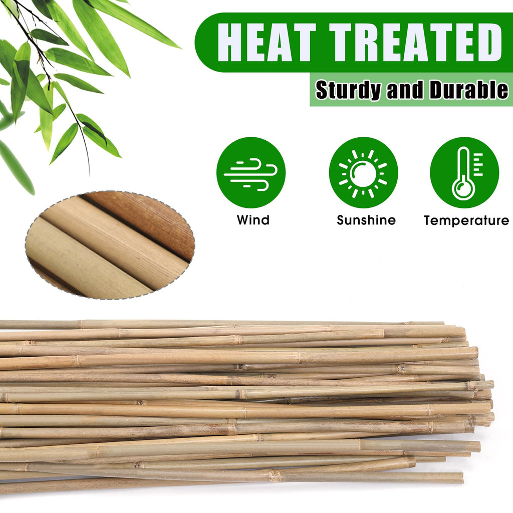 Plant Bamboo Post,6Feet,Bamboo Garden Stakes,50PcsBamboo Stakes,for Tomato,Beans,Vegetable and Flowers, Potted Plants,Indoor and Outdoor Climbing Plants