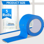 VOISEN 5 Packs Painters Tape, Blue Painters Tape, 3 Inch Wide (3 in x 55 Yds), Masking Tape for Multi-Purpose, Masking Tape Bulk,DIY Artist Craft Arts, Decoration, Drafting, No Residue