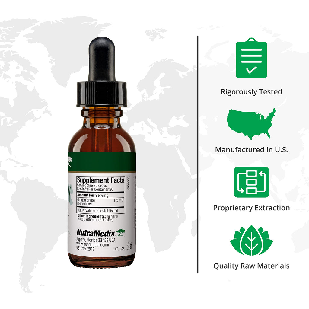 NutraMedix Barberry Immune Support & Antioxidants Supplement - Liquid Oregon Grape Root Extract for Gut Health, Immunity & Microbial Support - Herbal Tinctures for Immune Health (1oz / 30ml)