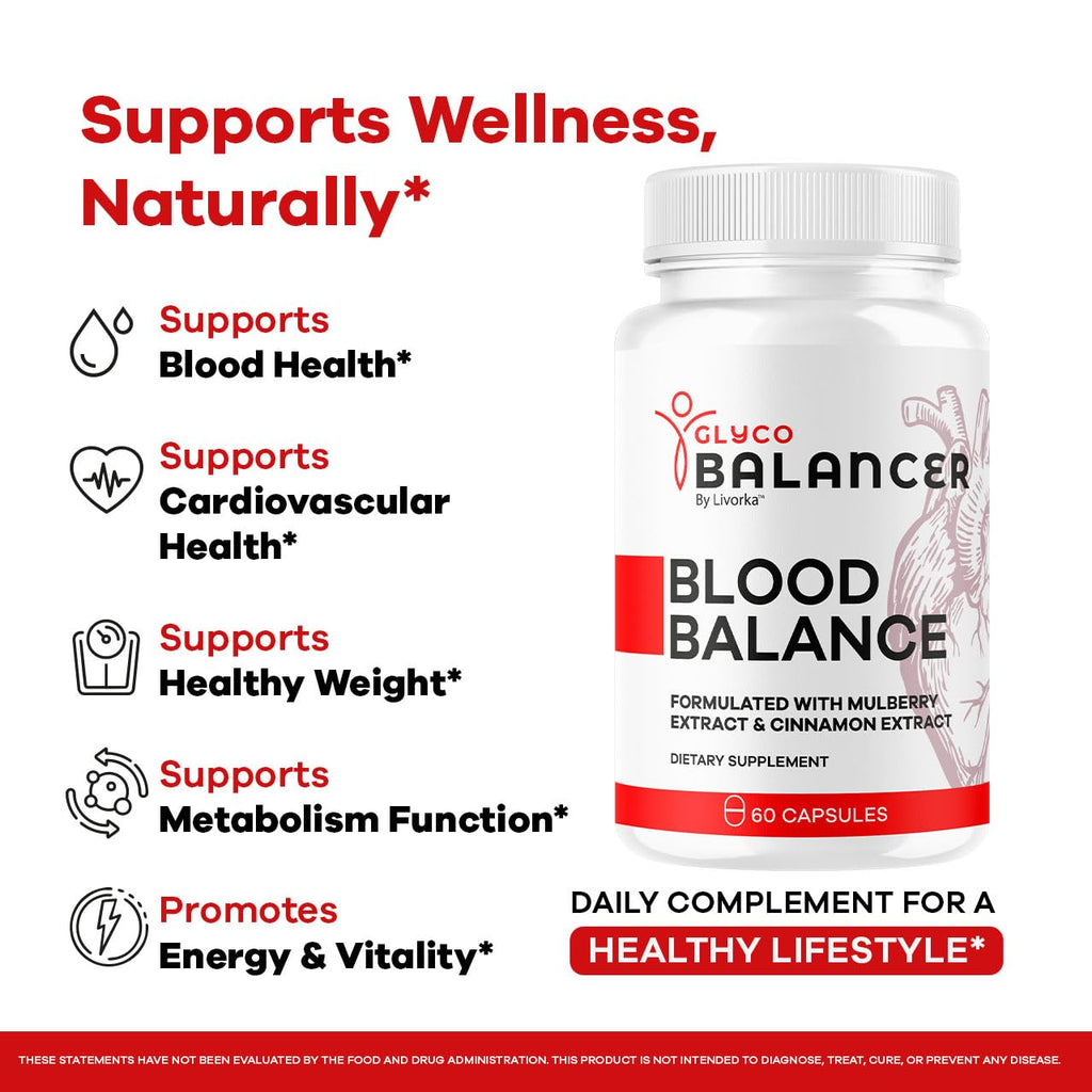 Glyco Balancer Capsules - Official GlycoBalancer Supplement Support Pills Advanced Formula All Natural Premium Ingredinets for Health Support Vitamins and Wellness, 60 Capsules for 1 Month