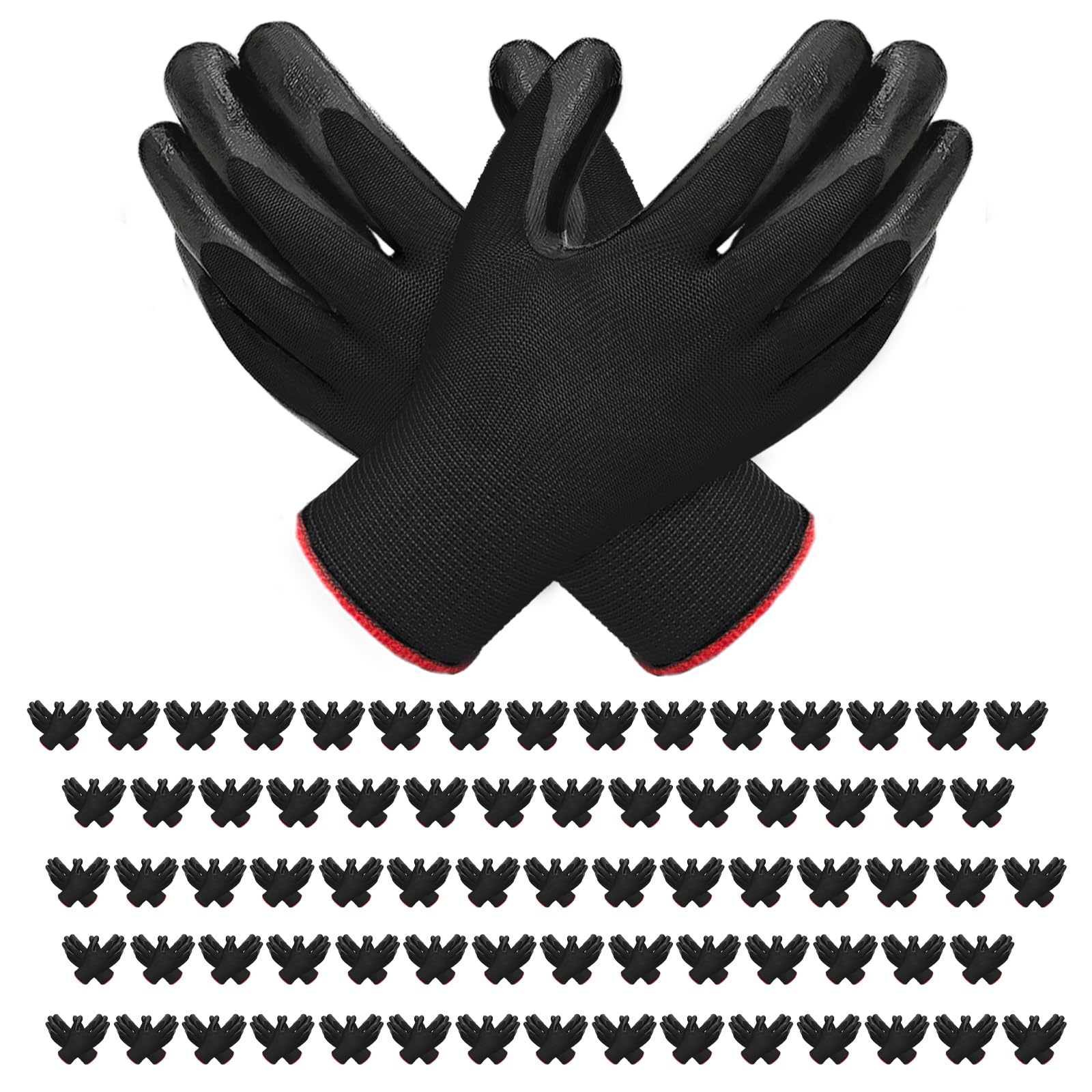 bulkisbargain 72 Pairs Gardening Gloves for Men Women Rubber Coated Breathable Garden Gloves Black