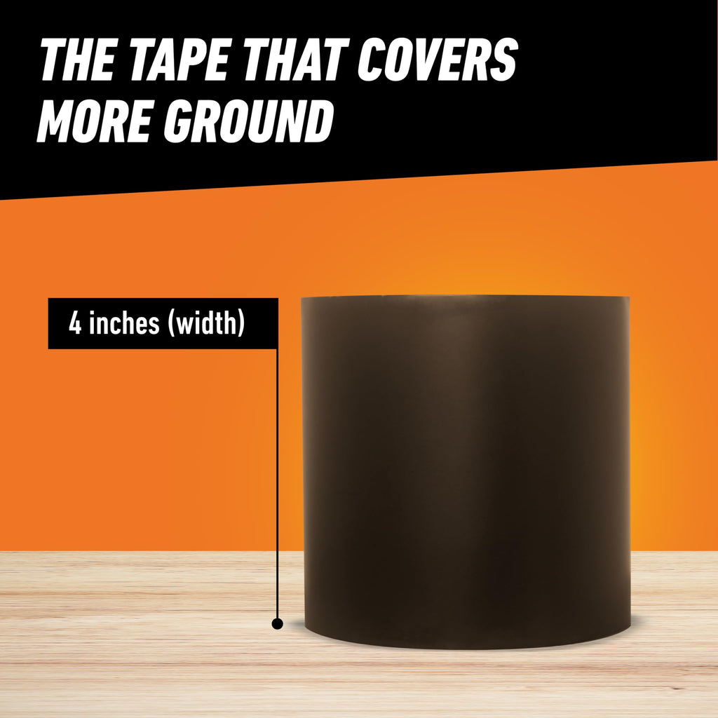 GORILLA Waterproofing Tape, Permanent, Black, 4" x 10', 1-Pack