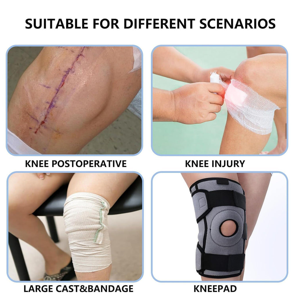 Divvsck Waterproof Knee Cast Cover for Shower, Watertight Cast Bag, Reusable, Shower Protector for Knee Replacement Surgery, Wound, Burns (M)