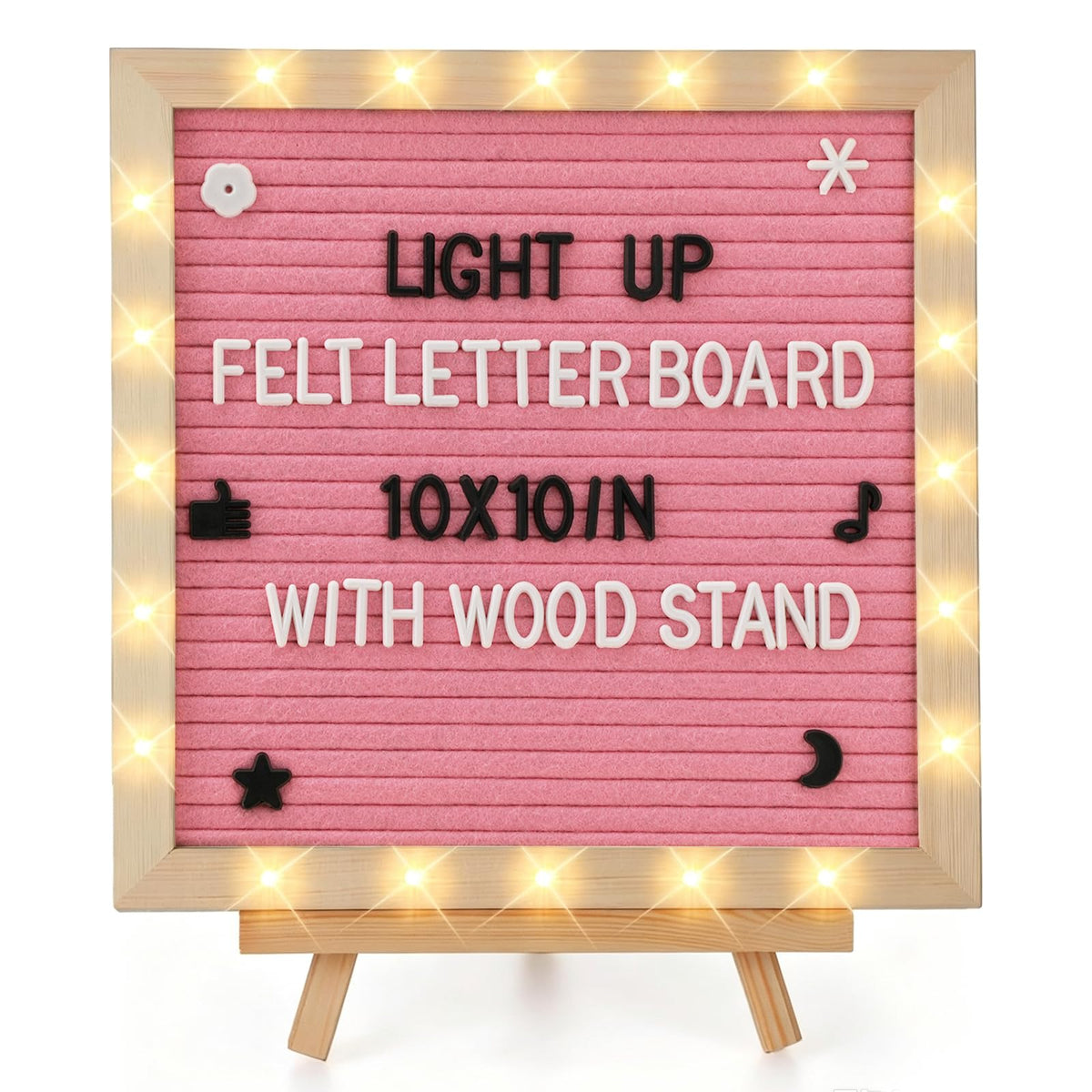 10"×10" Felt Letter Board with LED Lights & Stand for Halloween Party Decor
