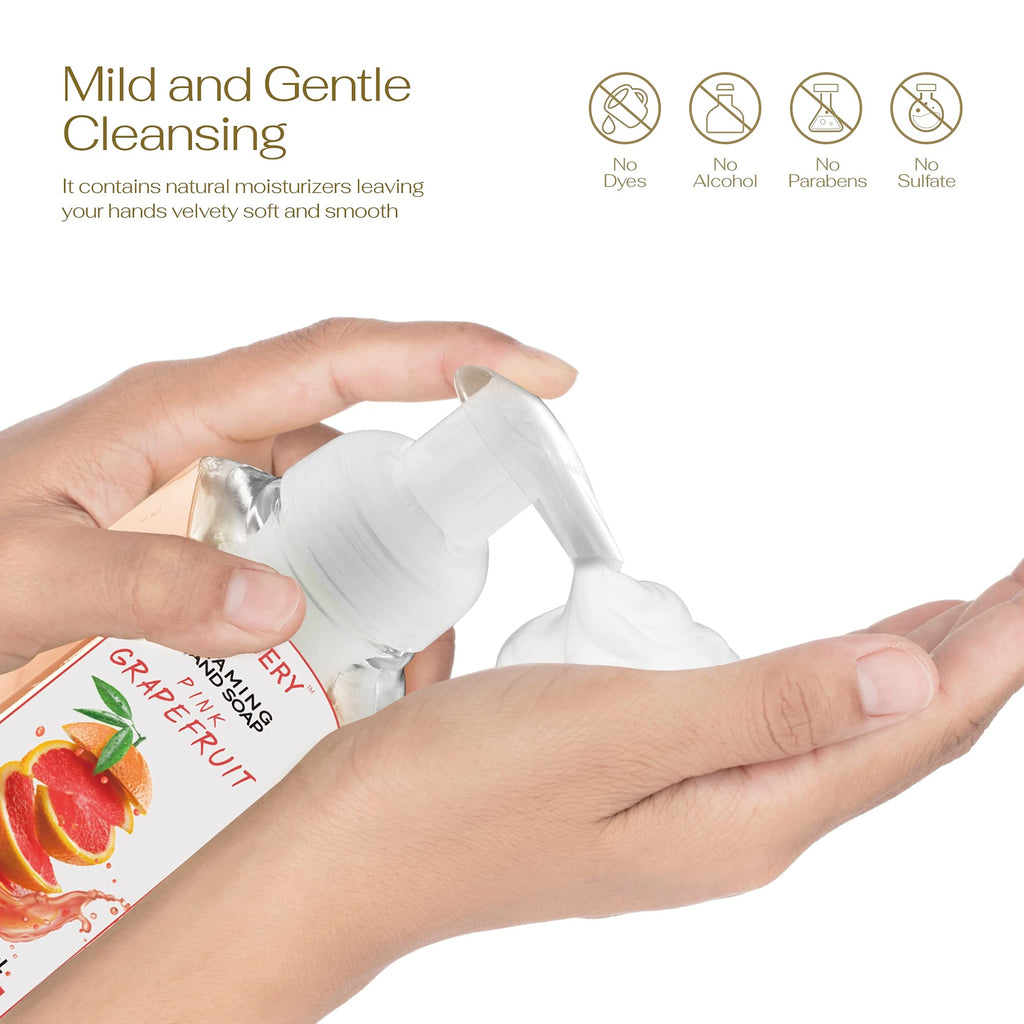 Foaming Hand Soap Pump - 5-PK - Moisturizing Hand Soap Foam with Aloe Vera & Essential Oils - Alcohol-Free Hand Wash in Citrus Blend, Lemon, Orange, Lime, Grapefruit Fragrances for Kitchen & Bathroom