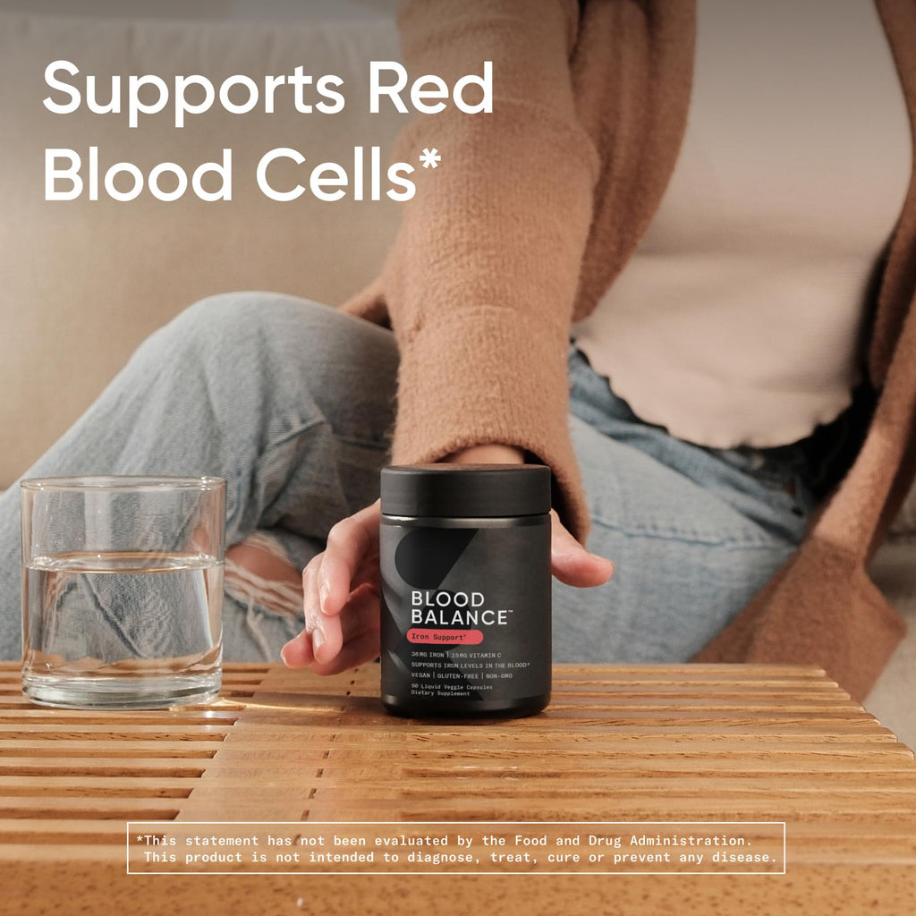 Sports Research® Blood Balance Iron Supplement - 36 MG Iron + Folate & Vitamin C for Absorption - Red Blood Cell Support for Women & Men* - Vegan Certified · Non-GMO · Gluten-Free - 90 Capsules