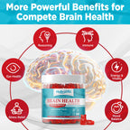 HOLLEGEND Brain Supplement Gummies, Choline + Phosphatidylserine + Lion’s Mane & Vitamins,16-in-1 Brain Supplement for Memory and Focus Support, Adults & Kids, Vegan, Sugar Free, Organic, 60 Chewables