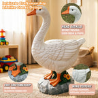 ZVBBON Large Porch Goose Statue Premium 20” Realistic Hollow Resin Garden Goose Stone Base with Sand-Fillable Design for Outdoor Stability Birthday Housewarming Gift for Kids Women Mom Friends
