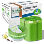 W&Y 100 Pack Commode Liners with Super Absorbent Pads, Universal Fit All Standard Toilet Chair Bucket，Vanilla-Scented Portable Sanitary Bag for Adult Toilets and Camping Toilets（100 Bags+100Pads）