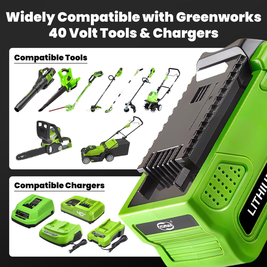 Forrat 1Pack 6000mAh Lithium ion Replacement for Greenworks 40V Battery 6.0Ah 29462 29472 29252 20202 22262 25322 Compatible with Greenworks 40Volt GMAX Battery Cordless Power Tools