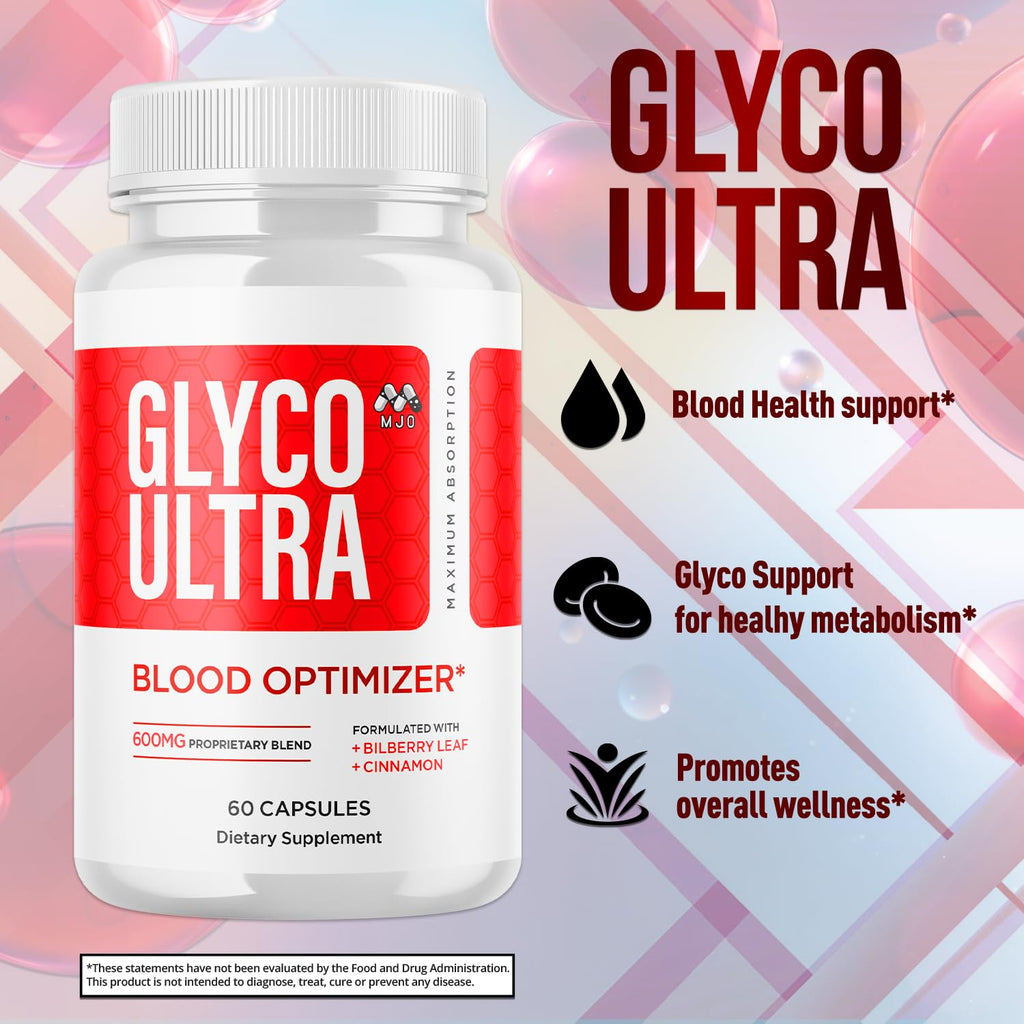 (2 Pack) Glyco Ultra Blood Optimizer Capsules, Official Glyco Ultra Blood Support Pills with All Natural Ingredients, Advance Health & Wellness Supplement with Max Strength Multivitamins(120 Capsules)