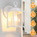 MATAMEYE Outdoor Wall Lantern, Exterior White Waterproof Wall Sconce Lighting Fixtures, Front Door Wall Lights with Clear Beveled Glass Shade, 2 Pack
