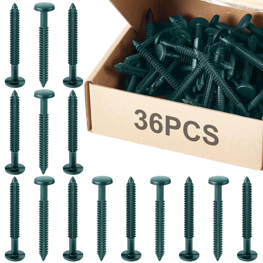 Blulu 36 Pcs 3 Inch Vinyl Shutter Fastener Window Panel Peg Lok Pin Pegs Screws Shutter Spikes Anchor (Forest Green)