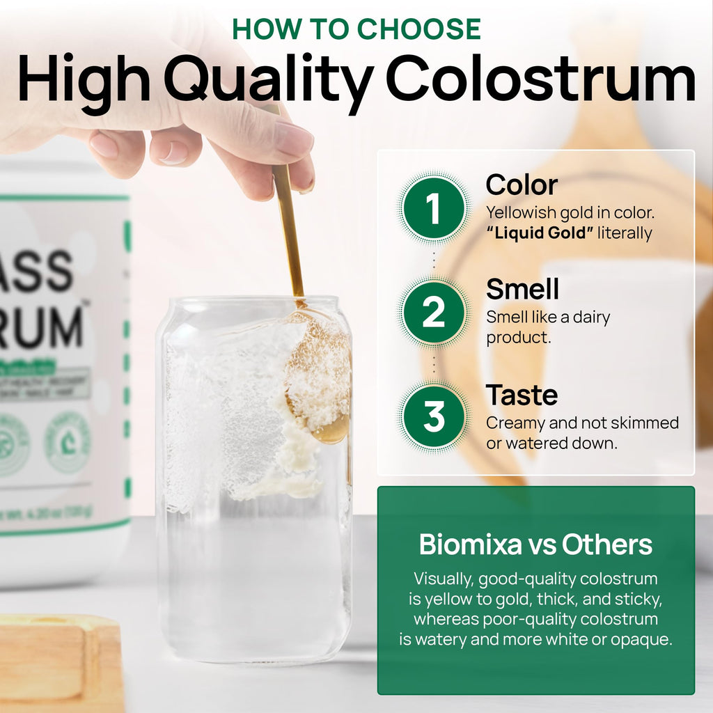 Bovine Colostrum Supplement - 100% Pure Whole Colostrum Powder - Grass-Fed, Unflavored, No Additives, Gut & Immune Support, Natural IgG, 60 Servings - Made in USA