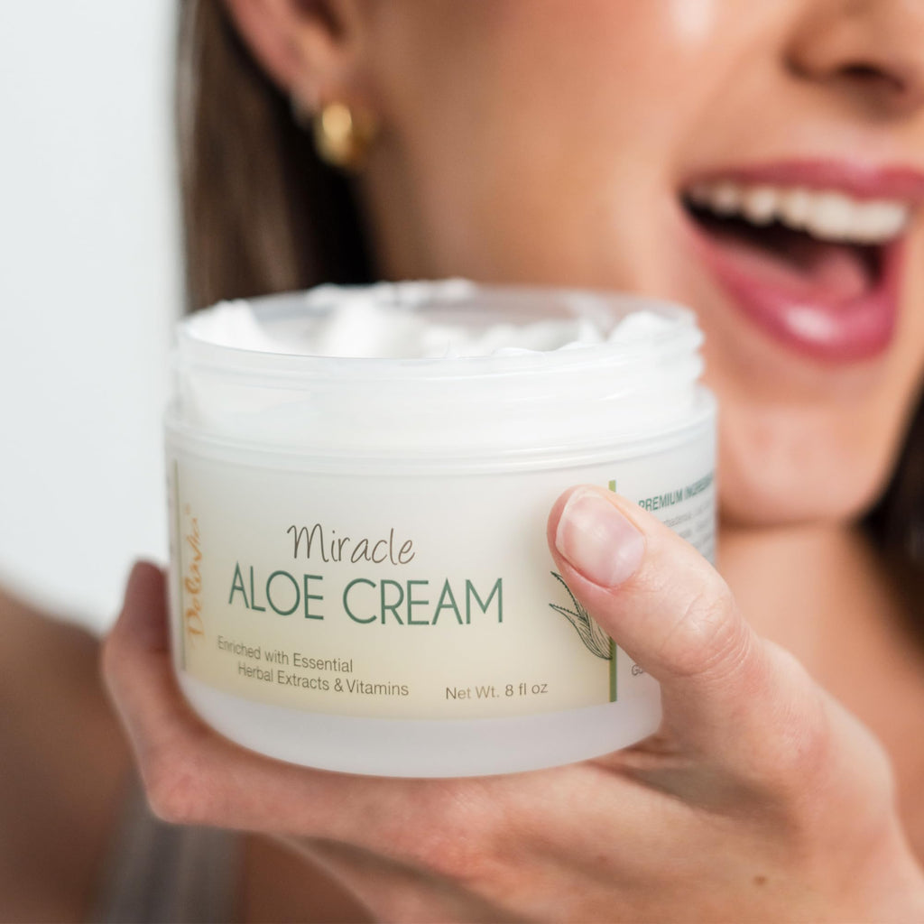 Deluvia Miracle Aloe Cream | Face & Body Moisturizer with Vitamin E & Organic Aloe Vera | Hydrating, Soothing for Dry Skin, Anti-Wrinkle, Acne Scars, Rosacea, Psoriasis, Eczema - 2 Pack
