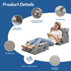 Ahpmeoa 6PCS Wedge Pillow Set for After Surgery, Back Pillow for Bed Sitting Up, Orthopedic Bed Wedge for Body, Leg Pain Relief, Memory Foam Pillow for Post Surgery, Sleeping, Acid Reflux, Gerd, Grey