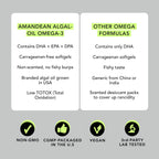 AMANDEAN Vegan Omega 3 Supplement. Premium Fish Oil Alternative. Algae DHA & EPA. Carrageenan Free Softgels. Algal Essential Fatty Acids. Plant Based Heart, Brain, Eye, Skin, Immune Support. (60ct)