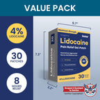 Sumifun 4% Lidocaine Pain Relief Patches 30 Count Maximum Strength Numbing Gel Patch for Back Knee Neck Joint Ache Muscle Soreness Topical Analgesic