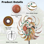 VEWOGARDEN Garden Metal Wind Spinners Outdoor Kinetic Wind Sculptures & Spinners for Yard Lawn Patio Decorations, Copper Green