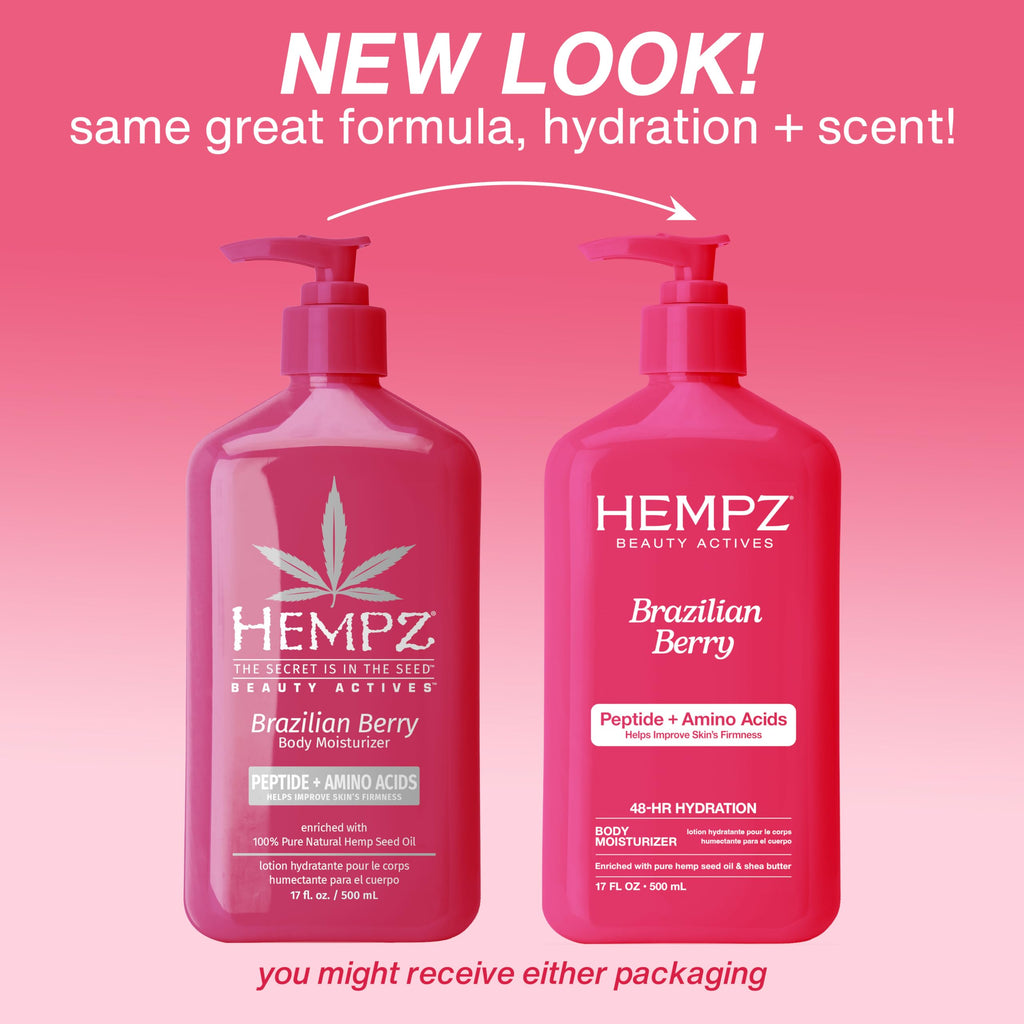 Hempz Brazilian Berry Beauty Actives Lotion with Peptides and Amino Acids, Hydrating and Firming Moisturizer for Body, Hands and Feet 17 oz.