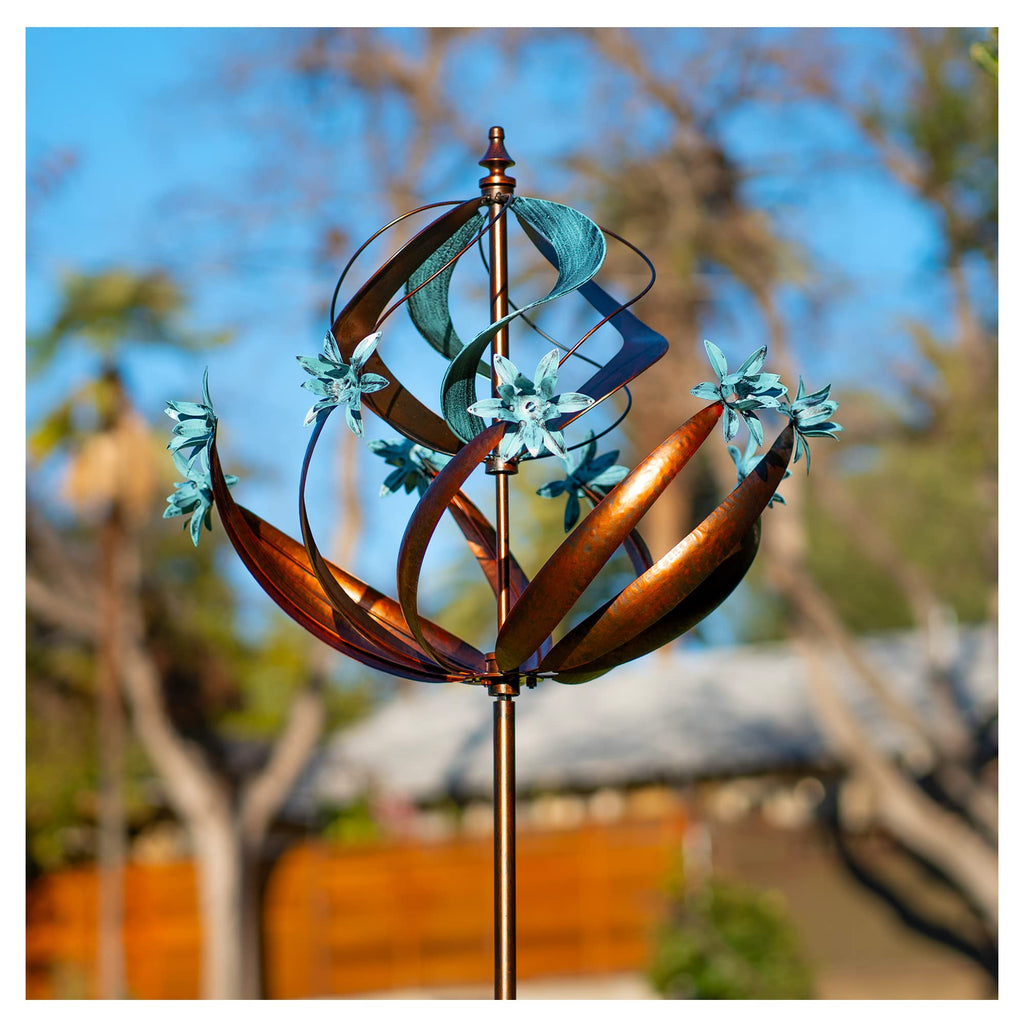 Cyan Oasis Wind Spinners Outdoor for Yard - Extra Large 86" H Metal Kinetic Yard Art, Wind Sculpture Spinner Garden Decor, Catches Every Breeze & Weather Resistant