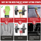 COFOF Weight Lifting Wrist Strap,Double Layer Leather Weightlifting Wrist Strap for Deadlift and Powerlifting, Adjustable Neoprene Padded Gym Workout Lifting Wrist Hooks for Men/Women(Pair)