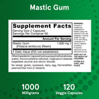 Jarrow Formulas Mastic Gum 1000 mg - 120 Veggie Caps - Mastic Gum Capsules Supporting Stomach and Duodenal Health - 60 Servings
