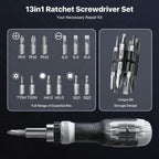 Wesdut 13-in-1 Ratchet Screwdriver Set Tool All in One, [Built to Last] Multi Screw Driver Set Kit, Flat Head, Philips, Torx, Hex, Square, Repair Kit, Man Gift Nut Driver