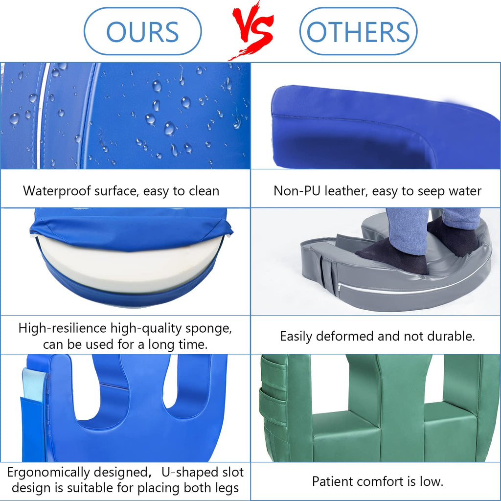 Duzzy Patient Turning Device, Turnover Device, Waterproof Detachable PU Leather Turning Pillow, Lift Assist Nursing Help The for Bedridden Elderly Patients Products (Blue)