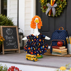 JcHrmers Back to School Porch Goose Outfits Teacher Goose Outfits Halloween Lawn Goose Clothes Fits 23" Cement Plastic Goose Statue for School Classroom Outdoor Garden Lawn Yard Patio Decor
