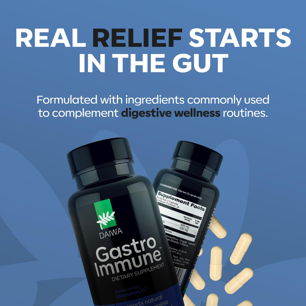 Daiwa GastroImmune - Gut Health and Immunity Supplement - Non-GMO, Protein-Based Formula for Digestive Wellness – 60 Capsules