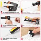 Caulk Gun Kit, Smooth Silicone Caulking Gun and Caulk Remover Tool, Sealant Finishing Tool Grout Scraper for Kitchen Bathroom Window Sink Joint, All in One with Gift Box