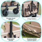 Golabs WA1 Collapsible Folding Wagon Cart, Max 220lb Load, Expands to 100L