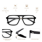 AMOMOMA 3 Pack Trendy Aviator Reading Glasses for Women Men Stylish Square Blue Light Blocking Readers AM6164 Mix (+1.50 Magnification Strength)