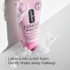 Clinique All About Clean Rinse-Off Foaming Face Wash | Face Cleanser With Hyaluronic Acid + Glycerin For Oily Skin Types | Dissolves Makeup + Sunscreen, 5 Fl Oz