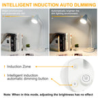 BOHON LED Desk Lamp with USB Charging Port, 3 Color Modes Dimmable Reading Lamp, Auto Dimming Task Lamp, Flexible Neck Table Light for Dorm Bedside, Adapter Include, White