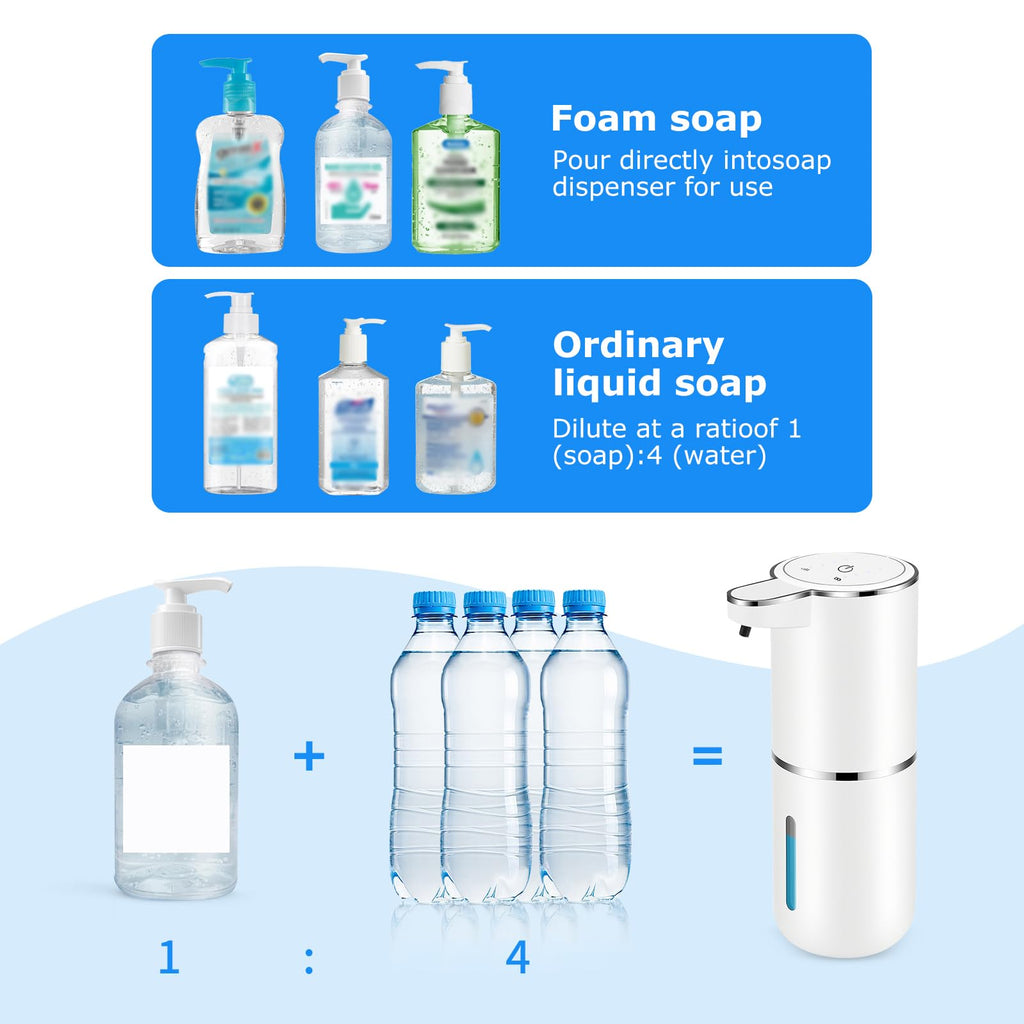 Automatic Soap Dispenser Touchless,Liquid Soap Dispenser with 4 Adjustable Levels,12.8oz USB Rechargeable and Wall Mounted,Smart Hand Soap Dispenser for Bathroom,Kitchen Sink,Dish Soap