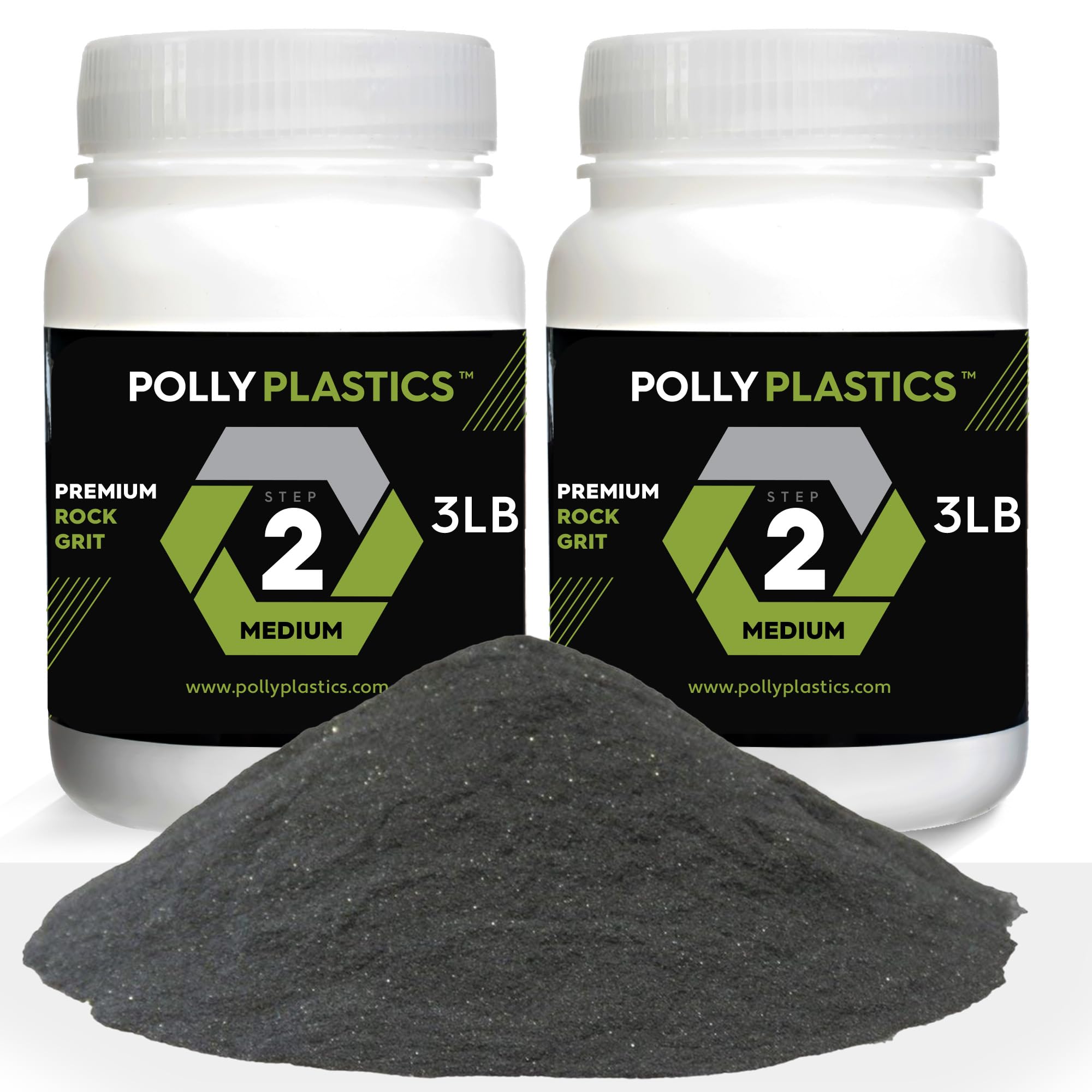 Polly Plastics Rock Tumbler Media Grit Refill, Medium 180/220 Silicon Carbide Grit, Stage 2 for Tumbling Stones (2 Pack) (6 lb.)